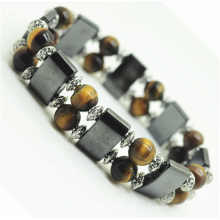 8MM Perles rondes Stretch Gemstone space Bracelet avec alliage et hématite